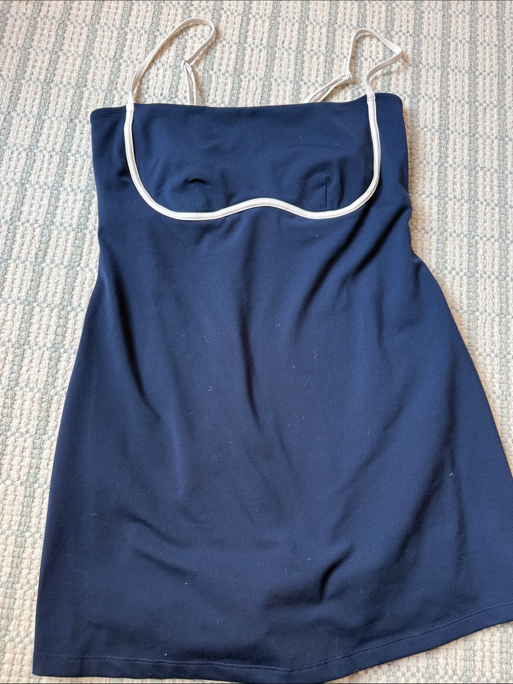 ALO Navy Blue Slip Dress with White Piping